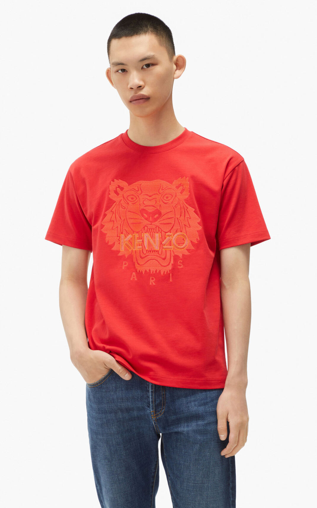 Camiseta Kenzo Tiger loose fitting Masculino - Vermelhas | 214FEIKQP